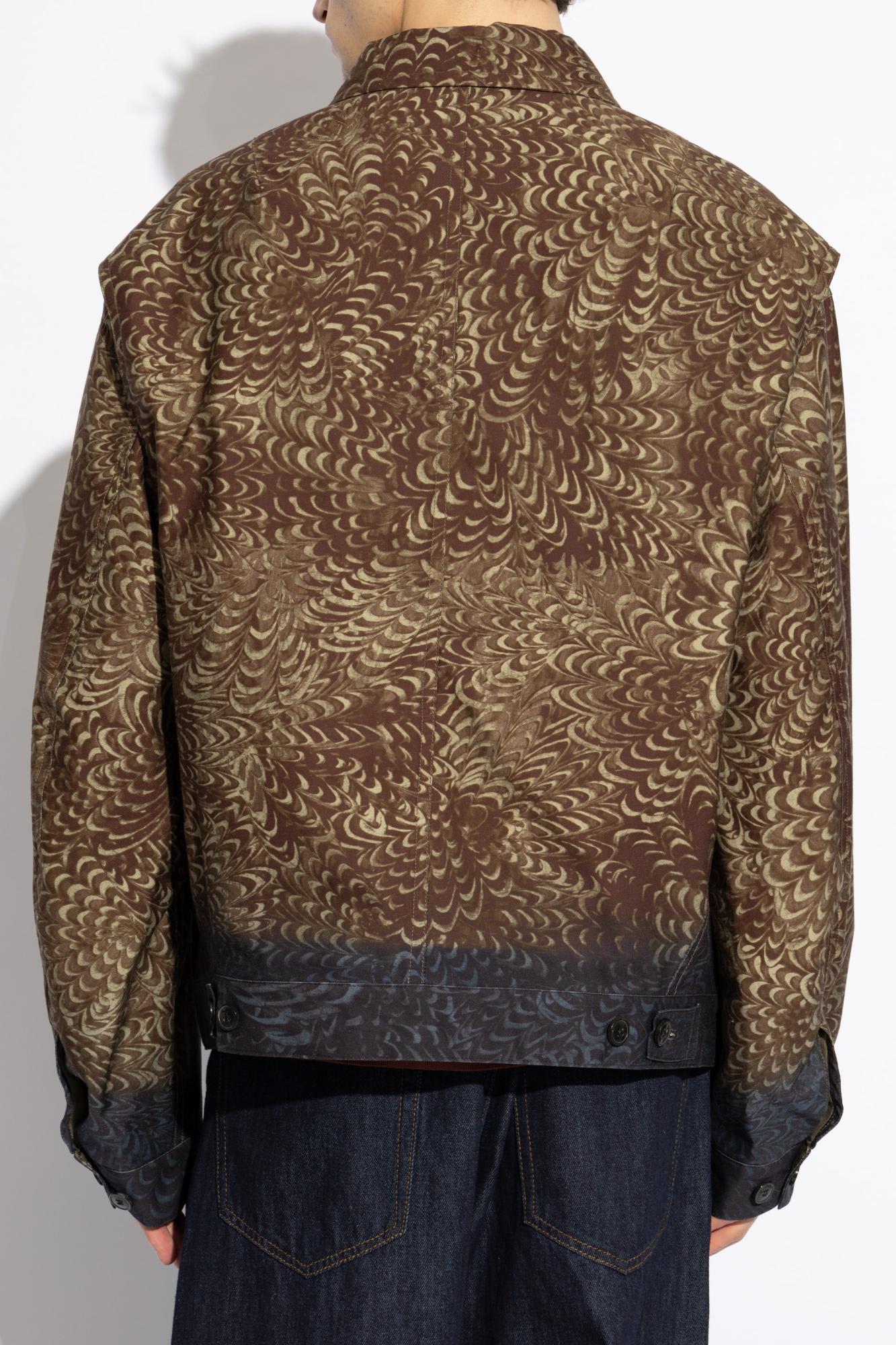 Dries Van Noten Blazer Patterned Multiple Pockets In Brown