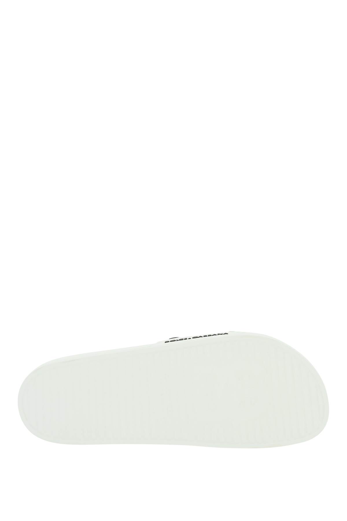 Shop Dolce & Gabbana Logoed Slides In Bianco Nero (white)