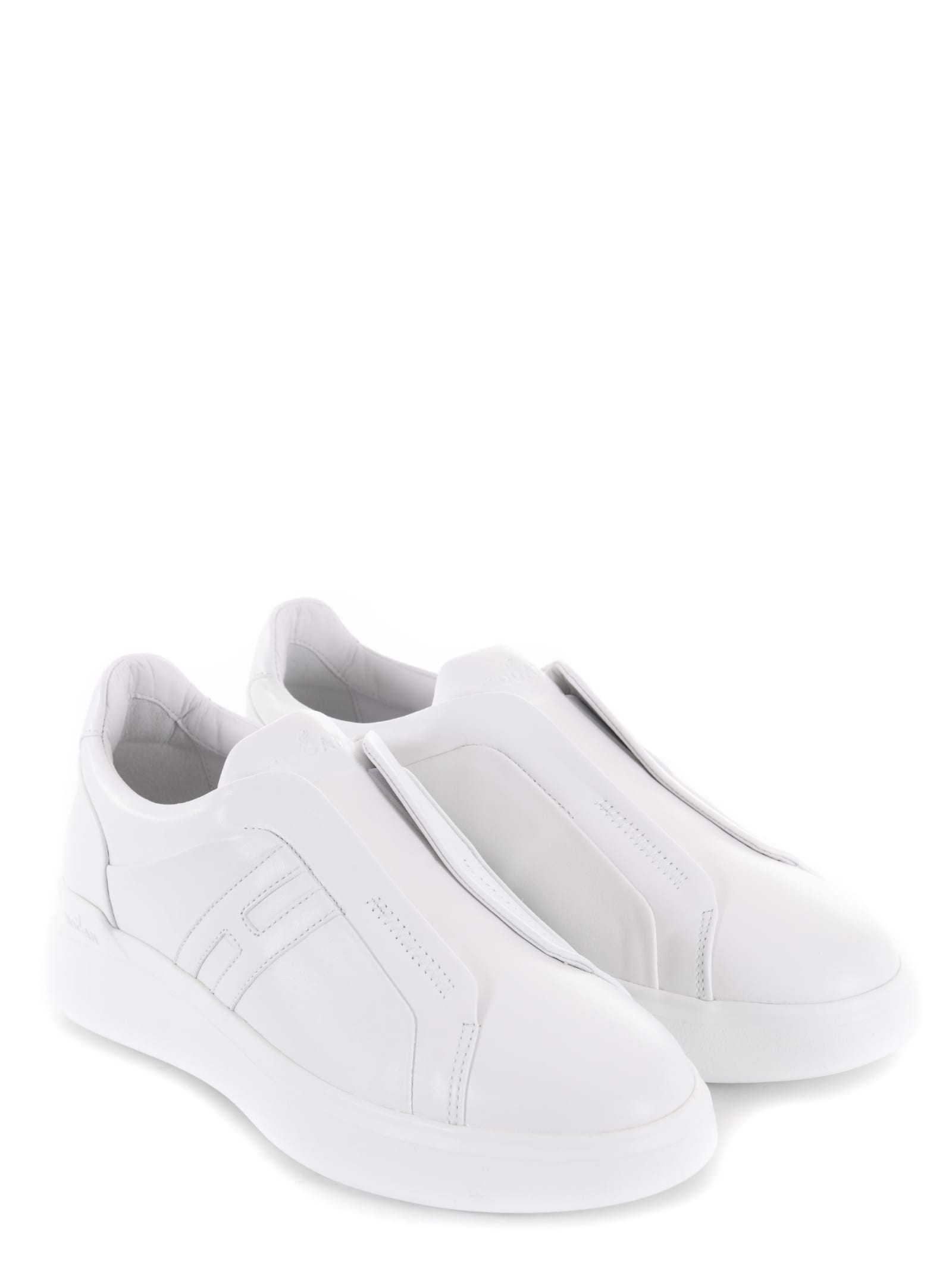 Shop Hogan Slip-on Sneakers In Leather In White