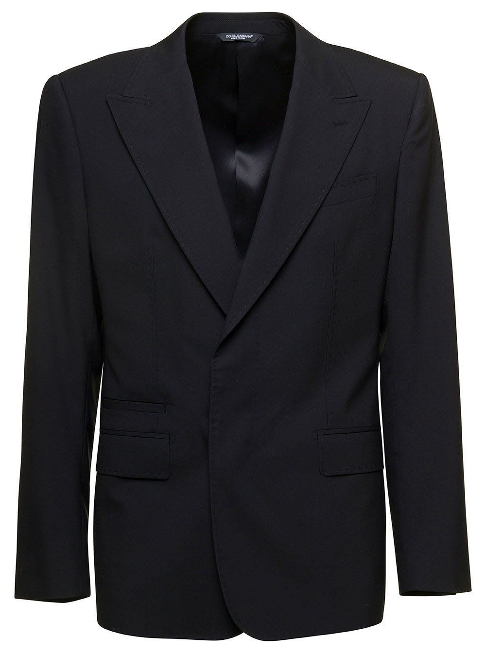 Shop Dolce & Gabbana New Sicilia Black Single-breasted Jacket With Concelaed Fastening In Stretch Wool Man