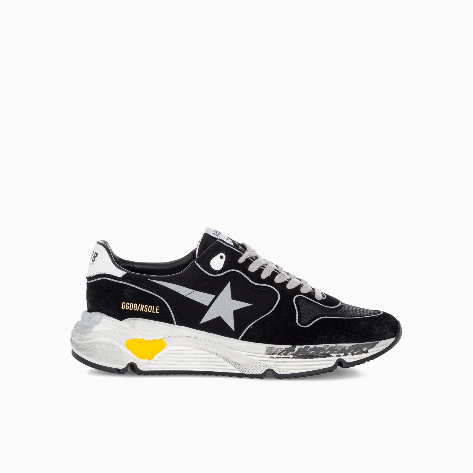 Golden Goose Black Running Sole Sneakers With Silver Star