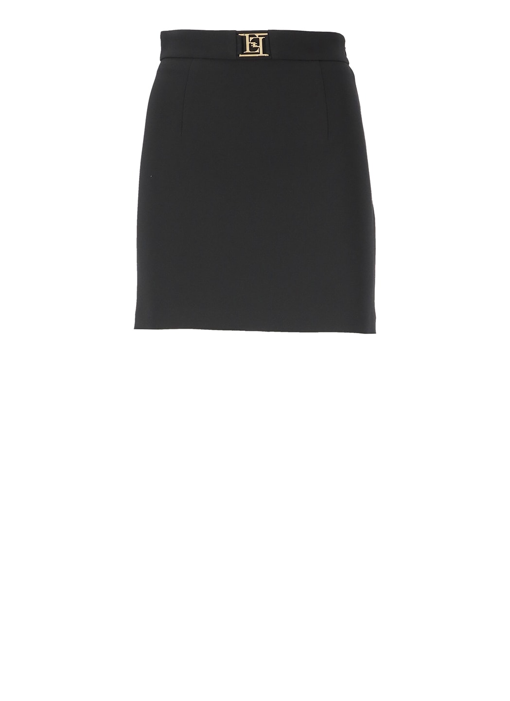 Shop Elisabetta Franchi Logoed Skirt In Black