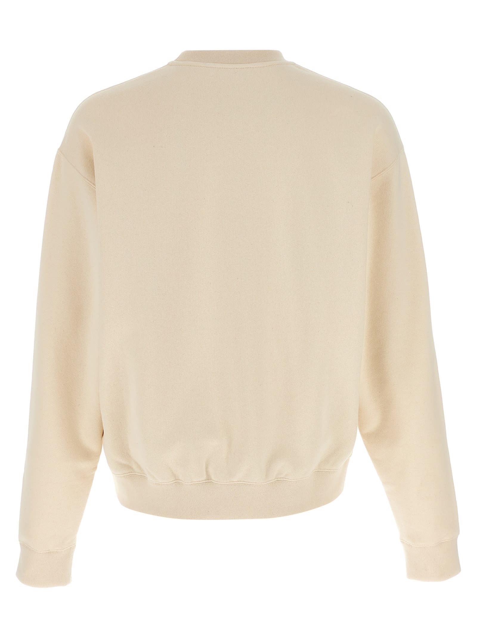 Jil Sander Logo Print Crewneck Sweatshirt In Beige