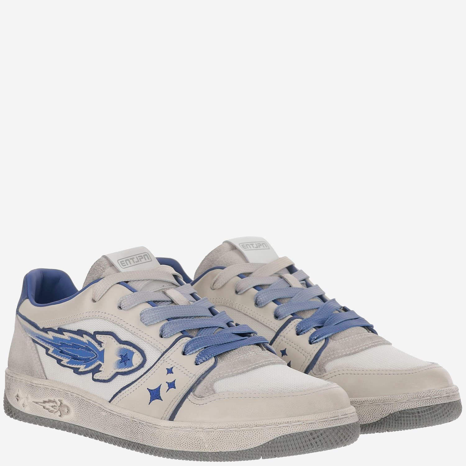 Enterprise Japan Leather And Mesh Rocket Sneakers In White