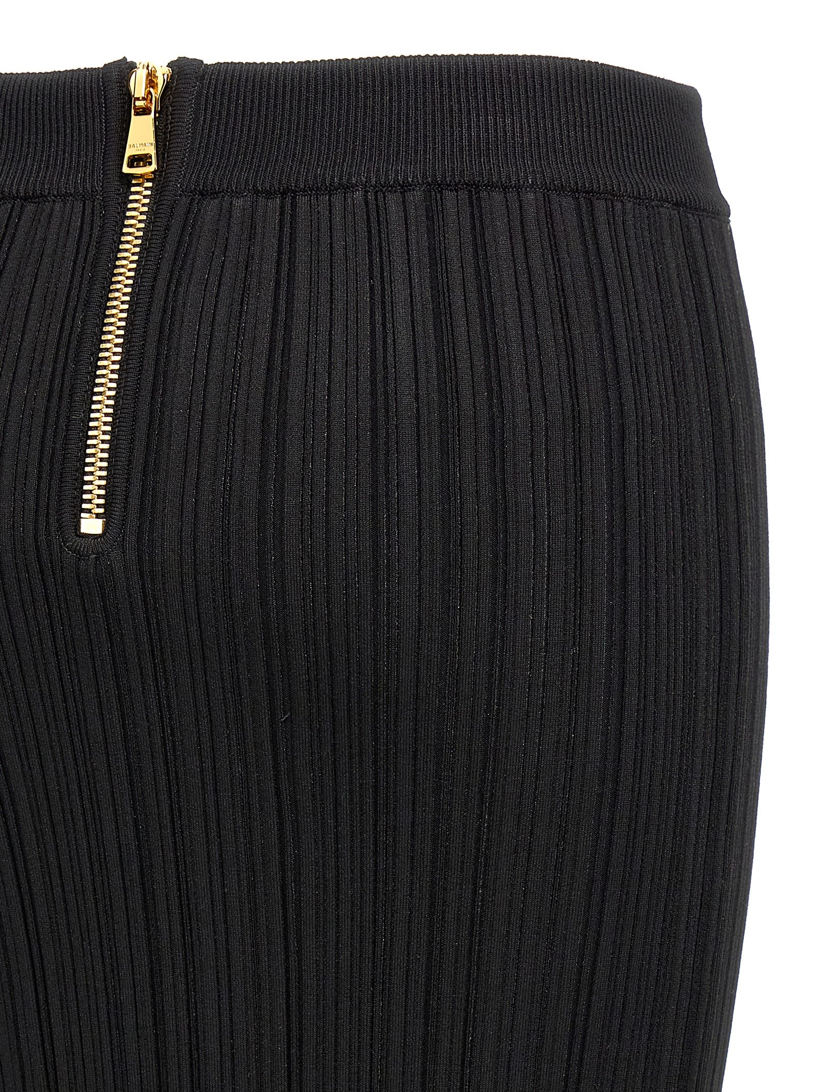 Balmain Pleated Midi Skirt Skirts Black In Black