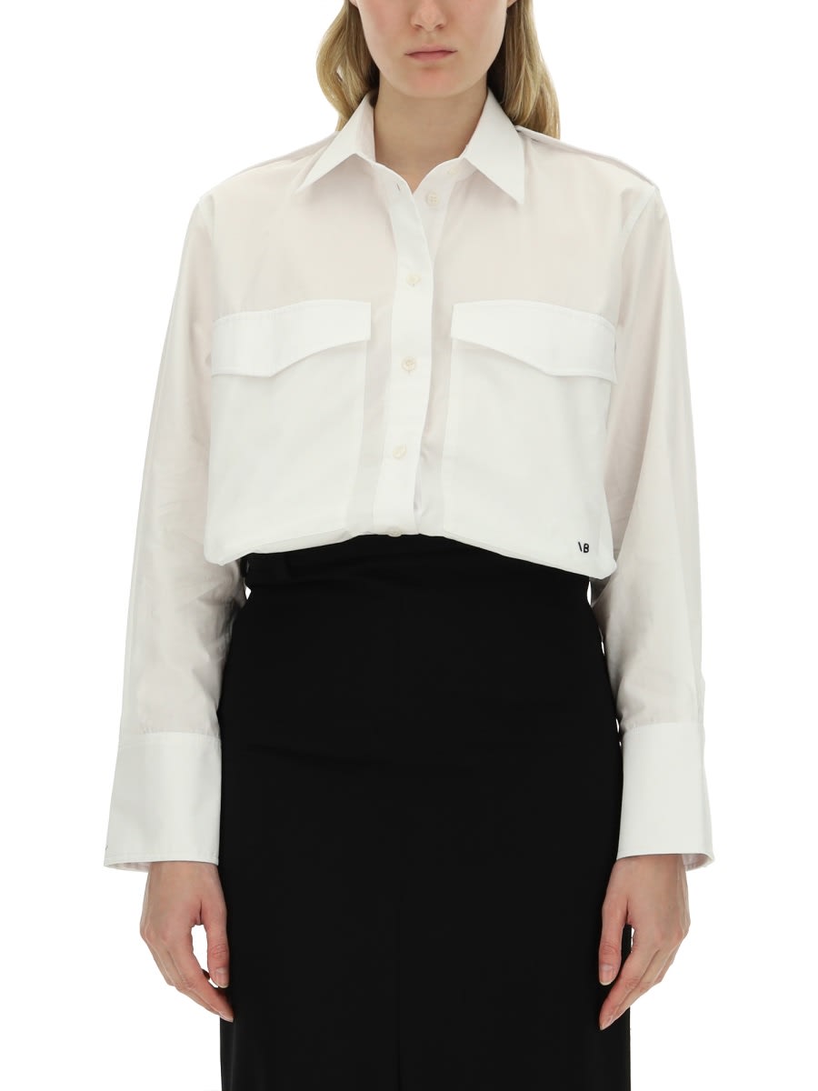 Shop Victoria Beckham Oversize Pocket Shirt In White