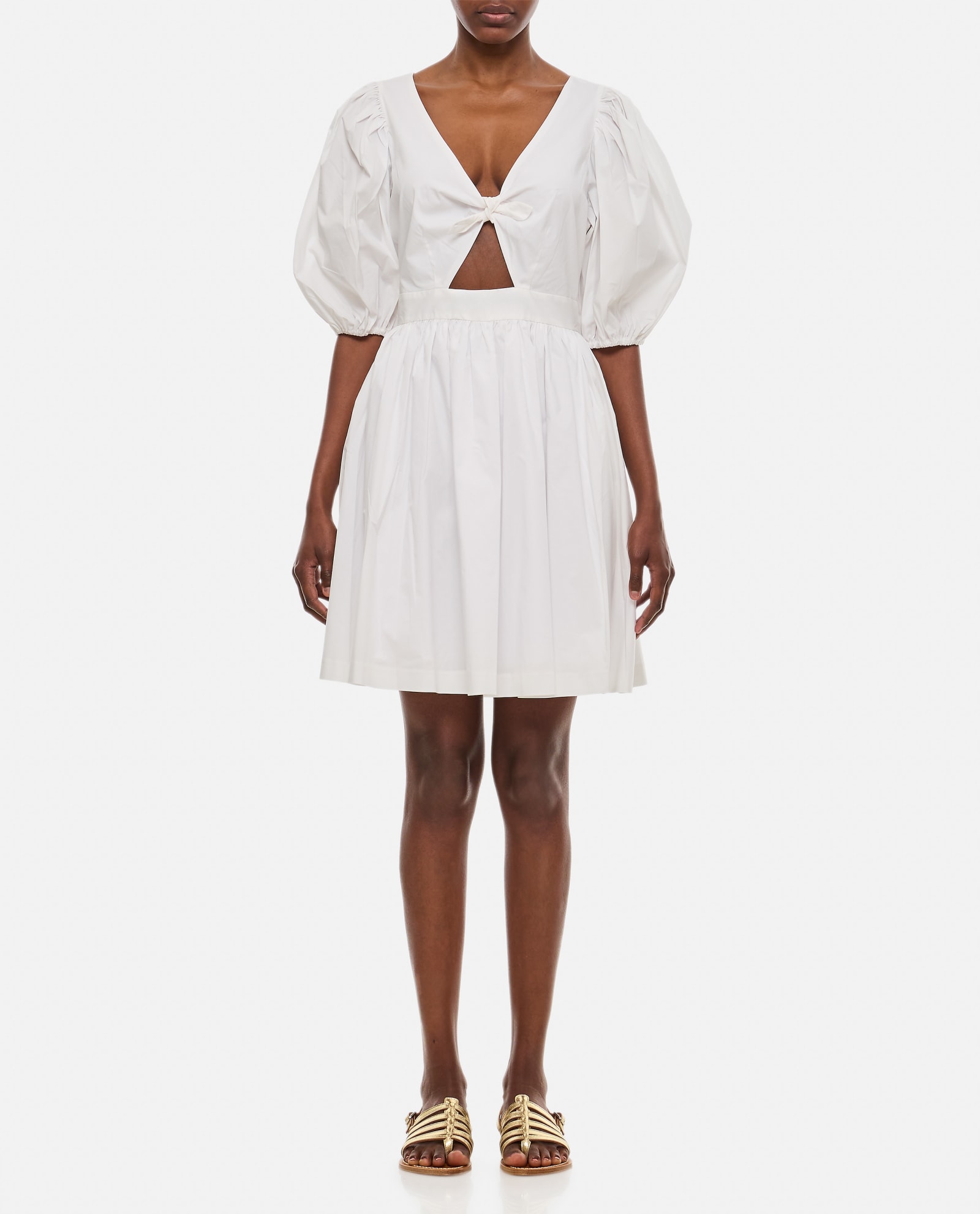 Shop Rotate Birger Christensen Puff Sleeve Mini Dress In Bianco