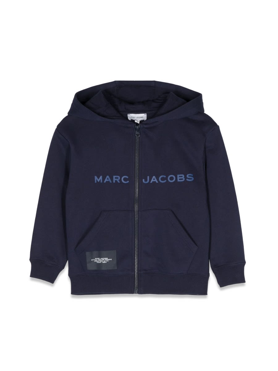 Shop Little Marc Jacobs Zipper Hoodie In Blue