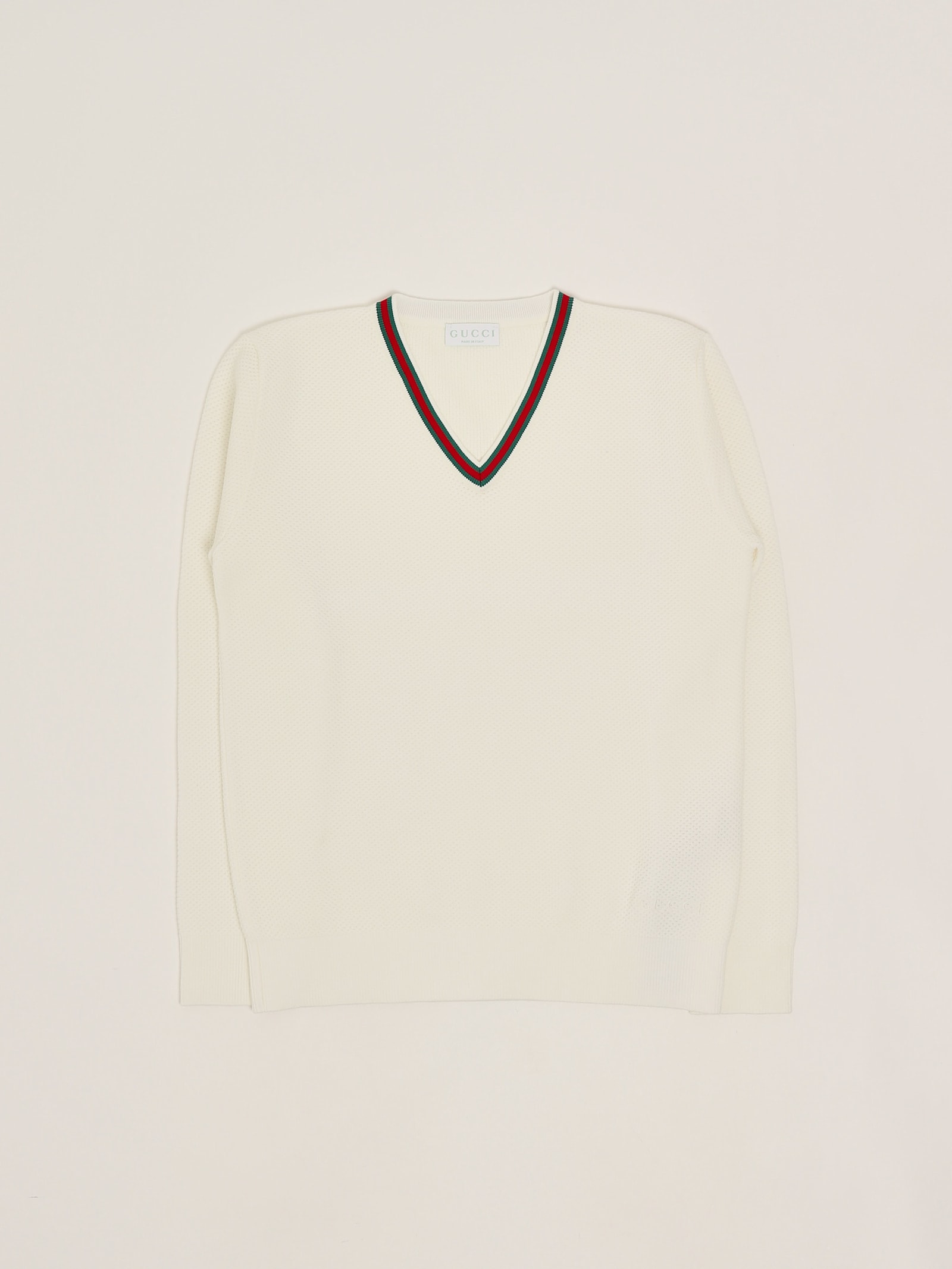 Gucci White Sweater For Kids With Web Detail In White