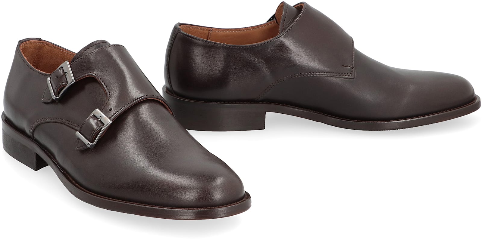 Bruno Magli Leather Monk-strap Shoes In Brown