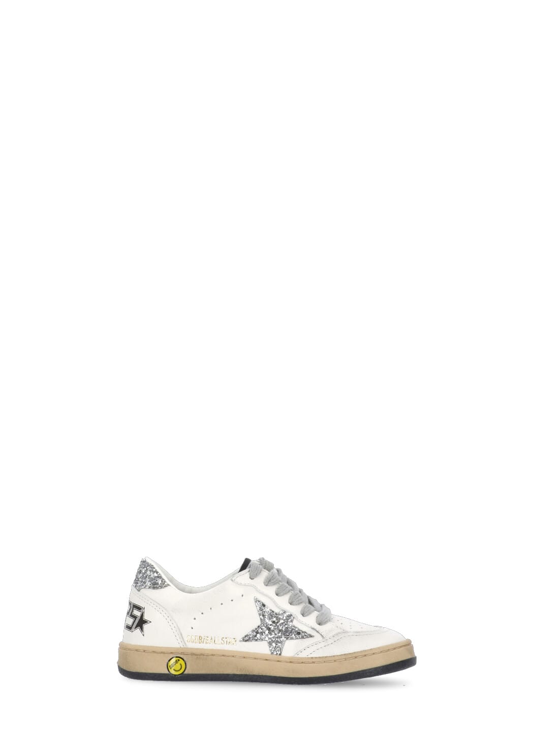 Golden Goose Kids' Ball Star Leather And Glitter Sneakers In White