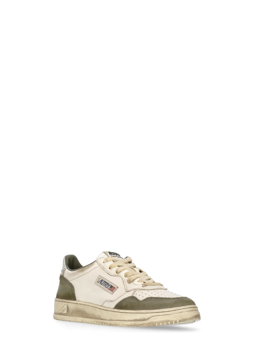 Autry Supvint Lowleat Suede Lizard Silv Sneaker In Neutral