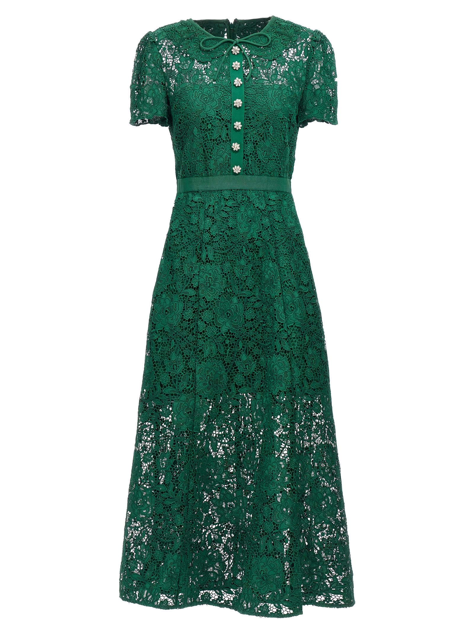 self-portrait Green Cord Lace Midi Dress | Smart Closet self-portrait Green Cord Lace Midi Dress | Smart Closet