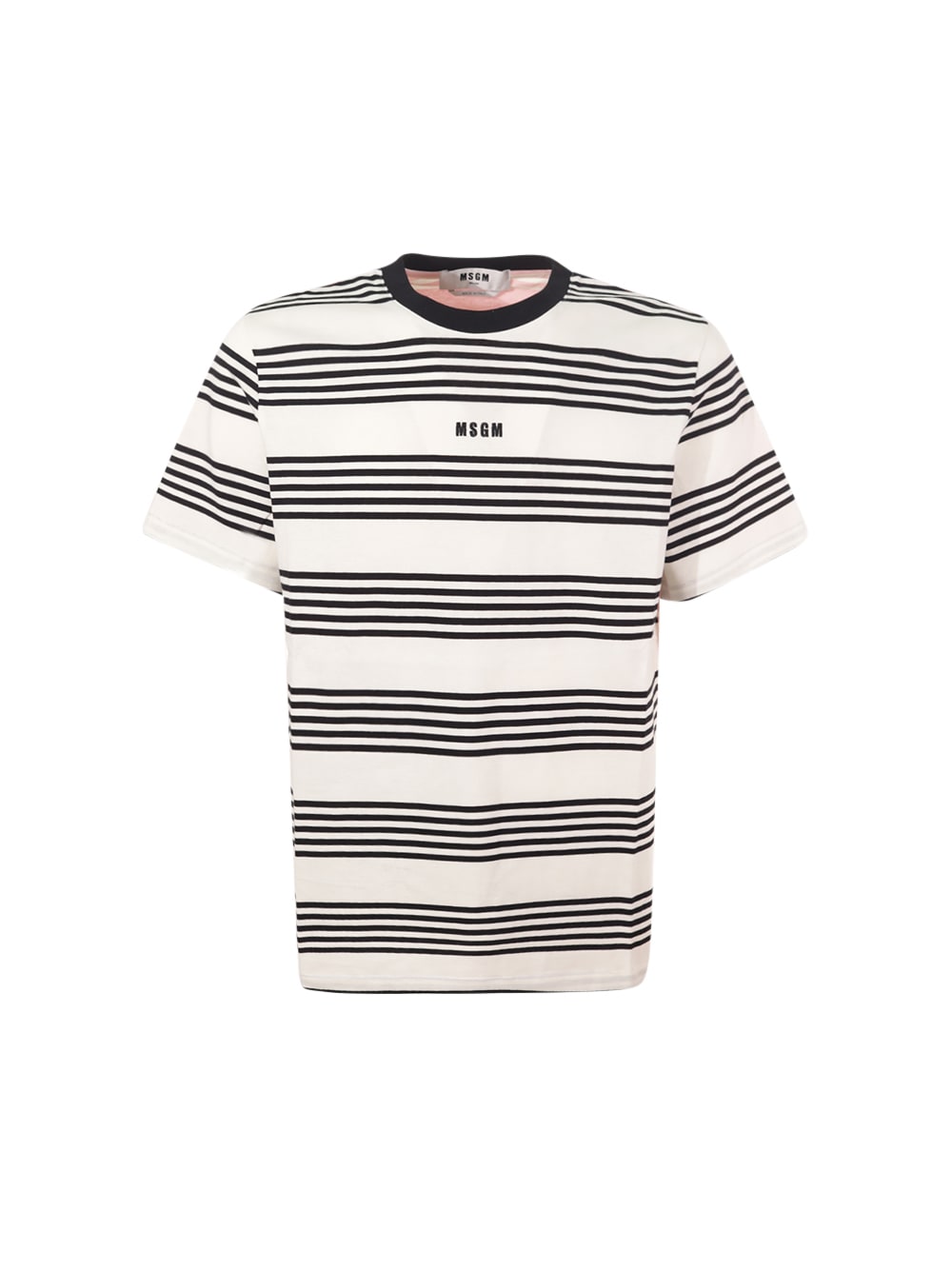 Msgm Rear Contrast Stripes Crew Neck T-shirt