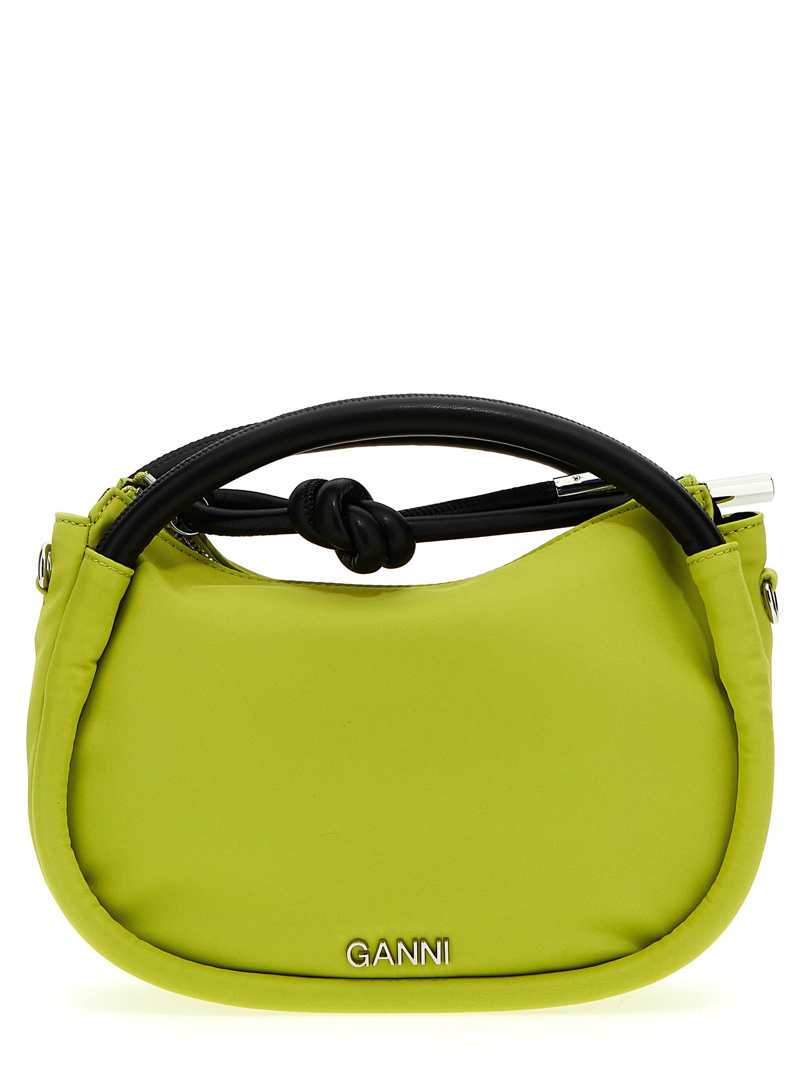 GANNI: The Knot bag in recycled nylon - Lime