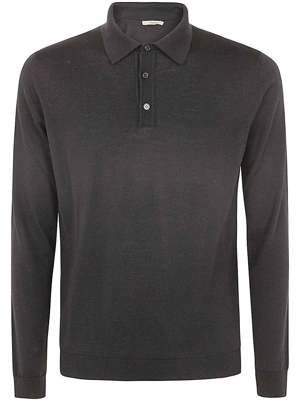 Shop Nuur Long Sleeve Polo In Black