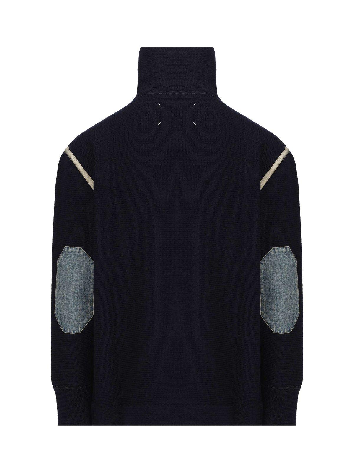 Shop Maison Margiela Turtleneck Elbow Patched Sweater In Navy