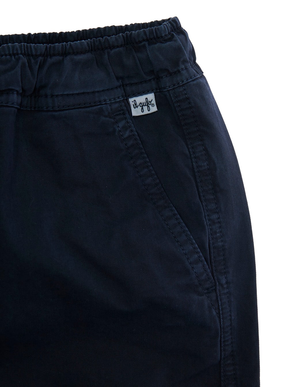 IL GUFO BLUE PANTS WITH ELASTIC WAIST AND LOGO PATCH ON THE FRONT IN COTTON STRETCH BOY