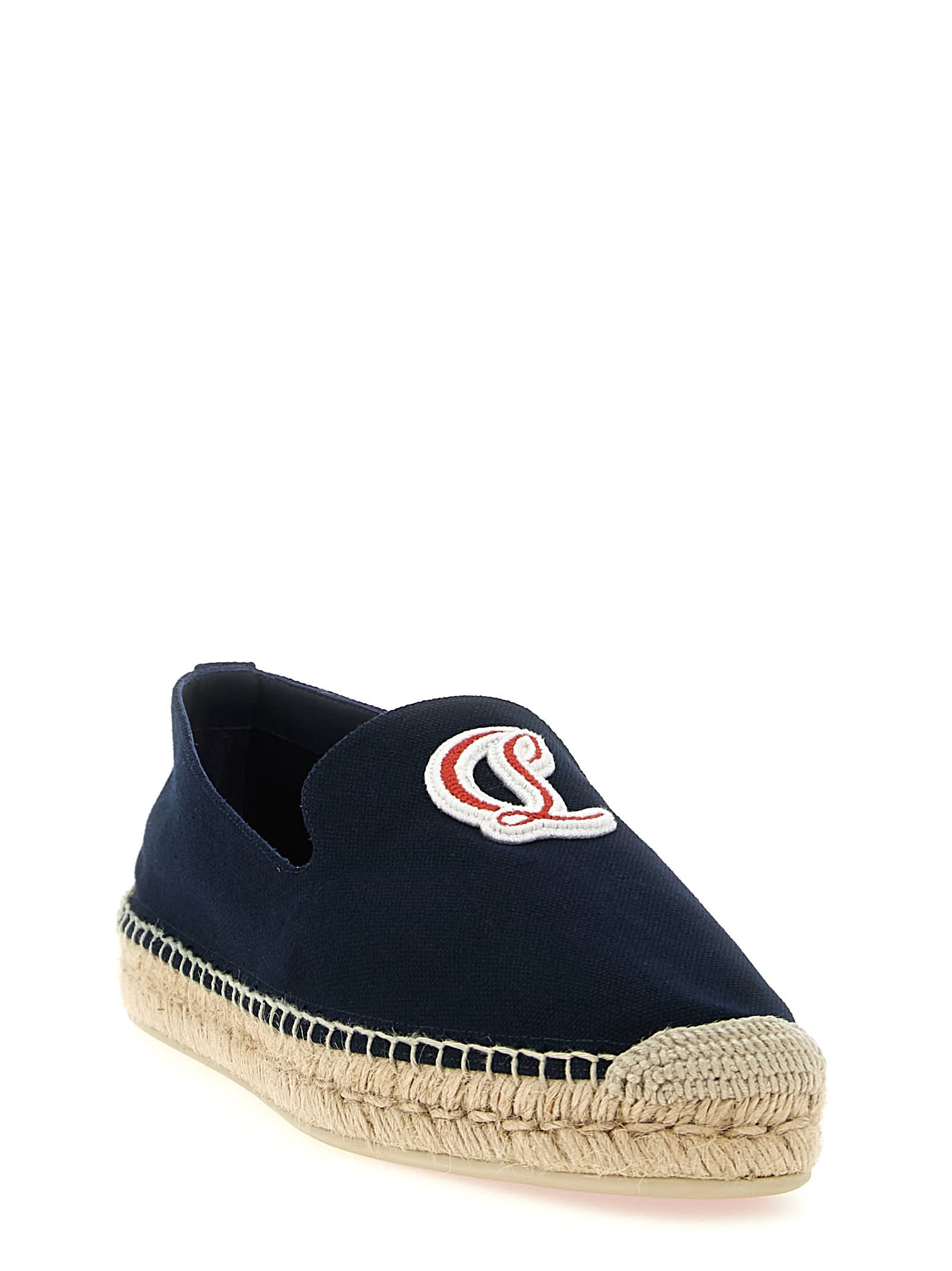Christian Louboutin Loafers With Braided Sole And Embroidered Detail In Blue