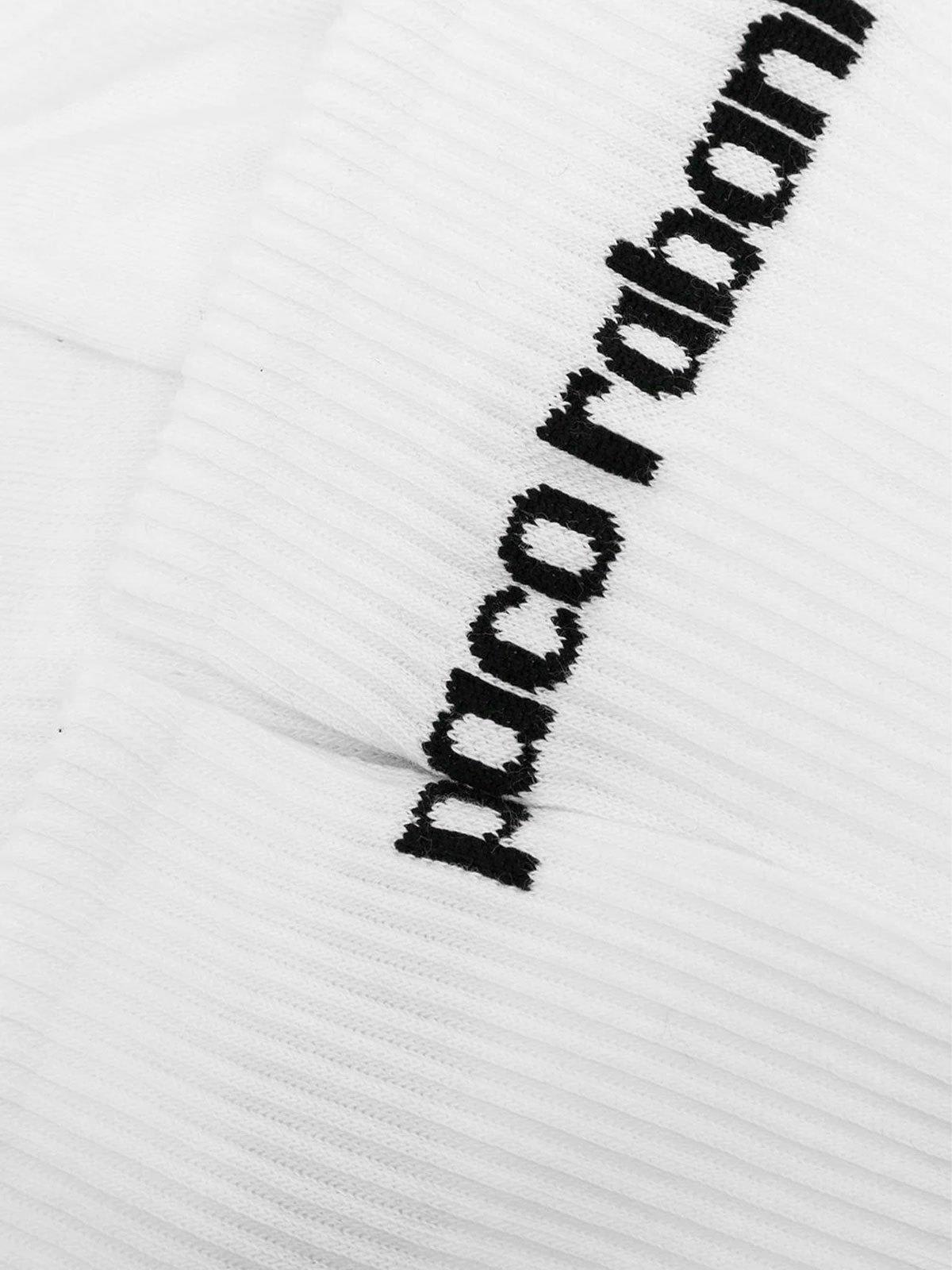 Shop Paco Rabanne Logo Intarsia Socks In Bianco/nero