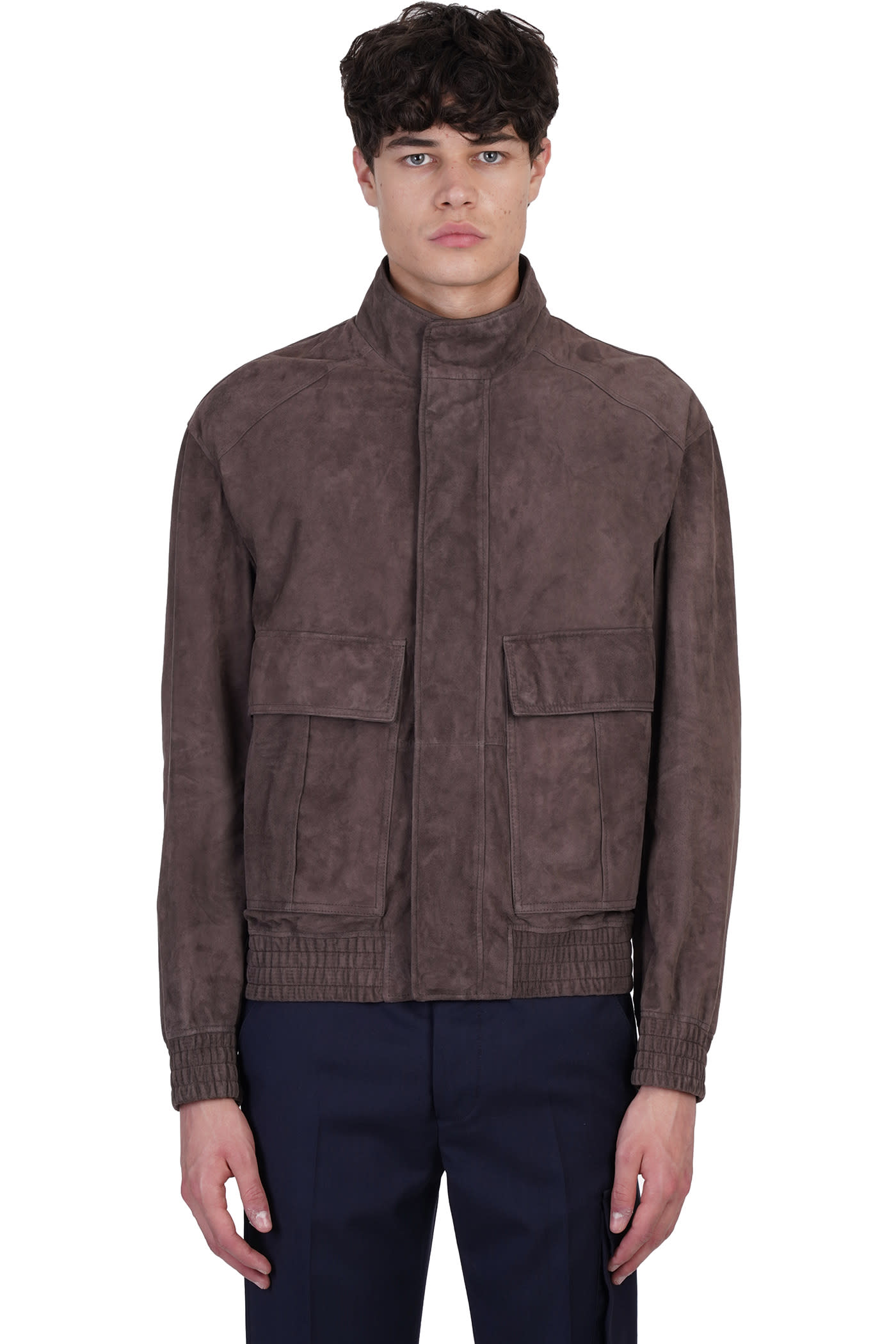 Z Zegna Leather Jacket In Brown Leather