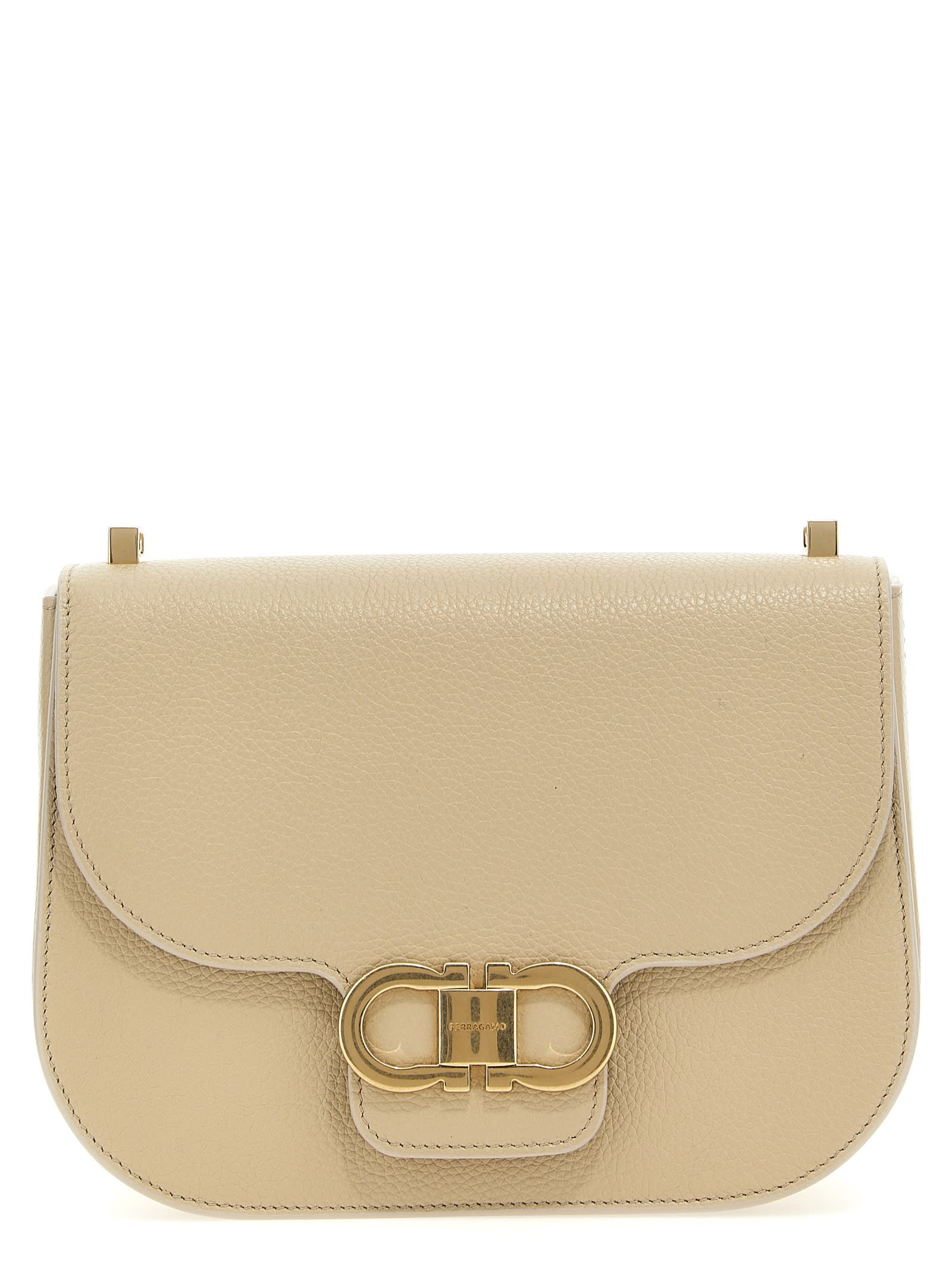 Ferragamo Gancini S Crossbody Bag In Beige