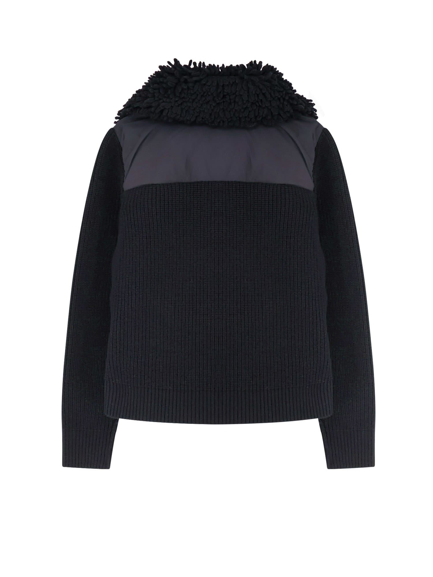 Moncler Grenoble Padded Wool Zip-up Cardigan Clothing In Black