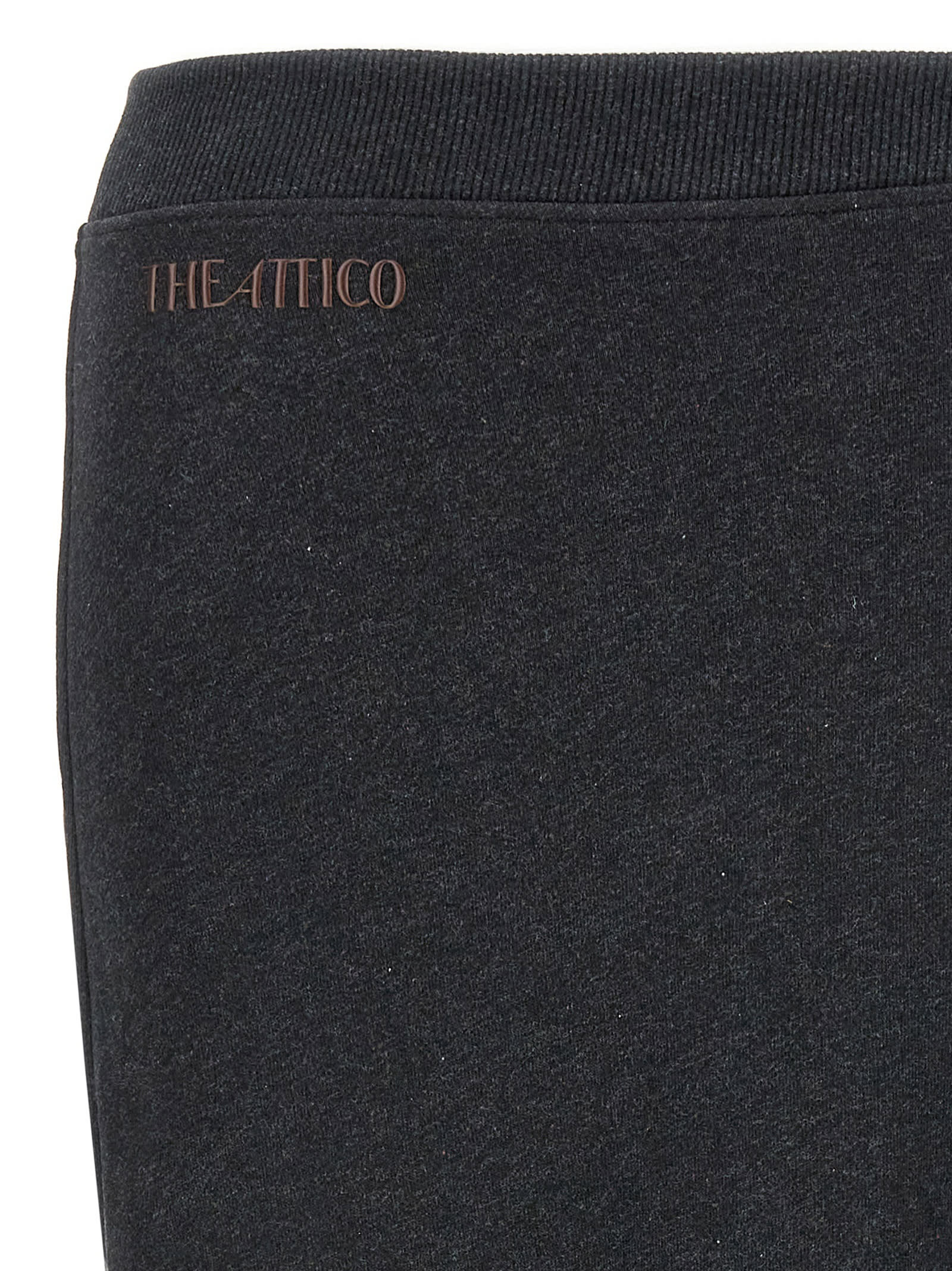 Attico Ribbed Waist Midi Skirt With Side Slit In Gray