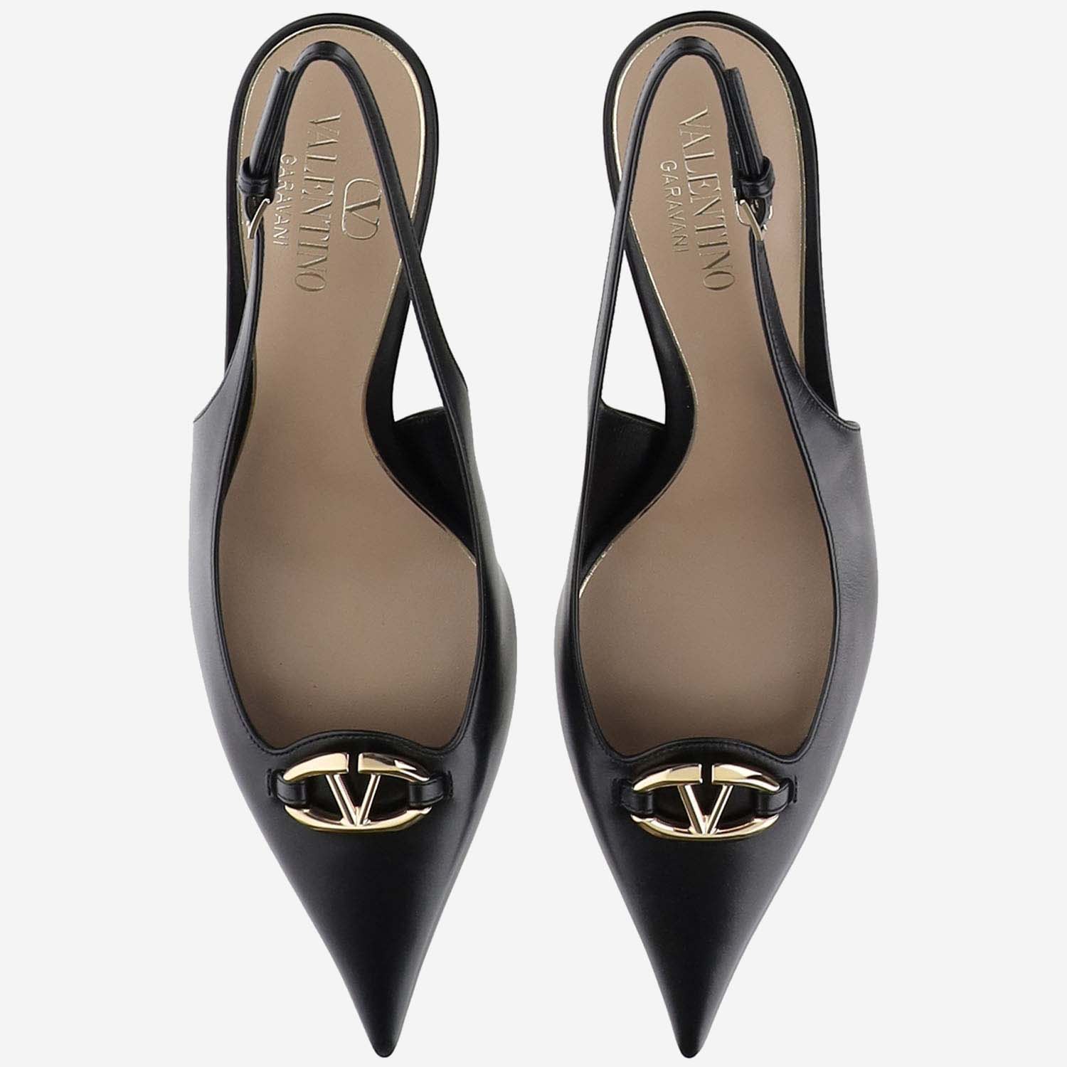 Shop Valentino Vlogo The Bold Edition Slingback Décolleté In 60mm Calf Leather In Black