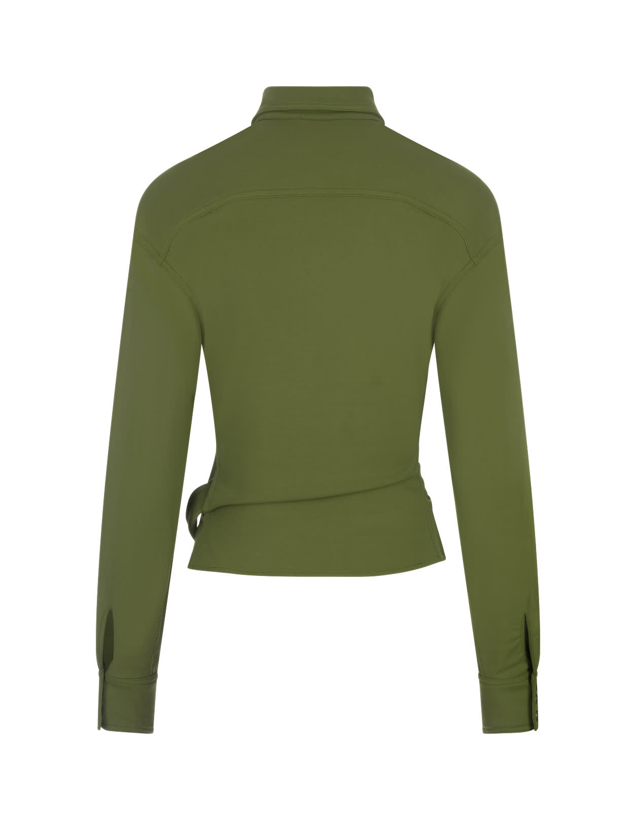 Shop Rabanne Green Draped Top With Piercing Detail