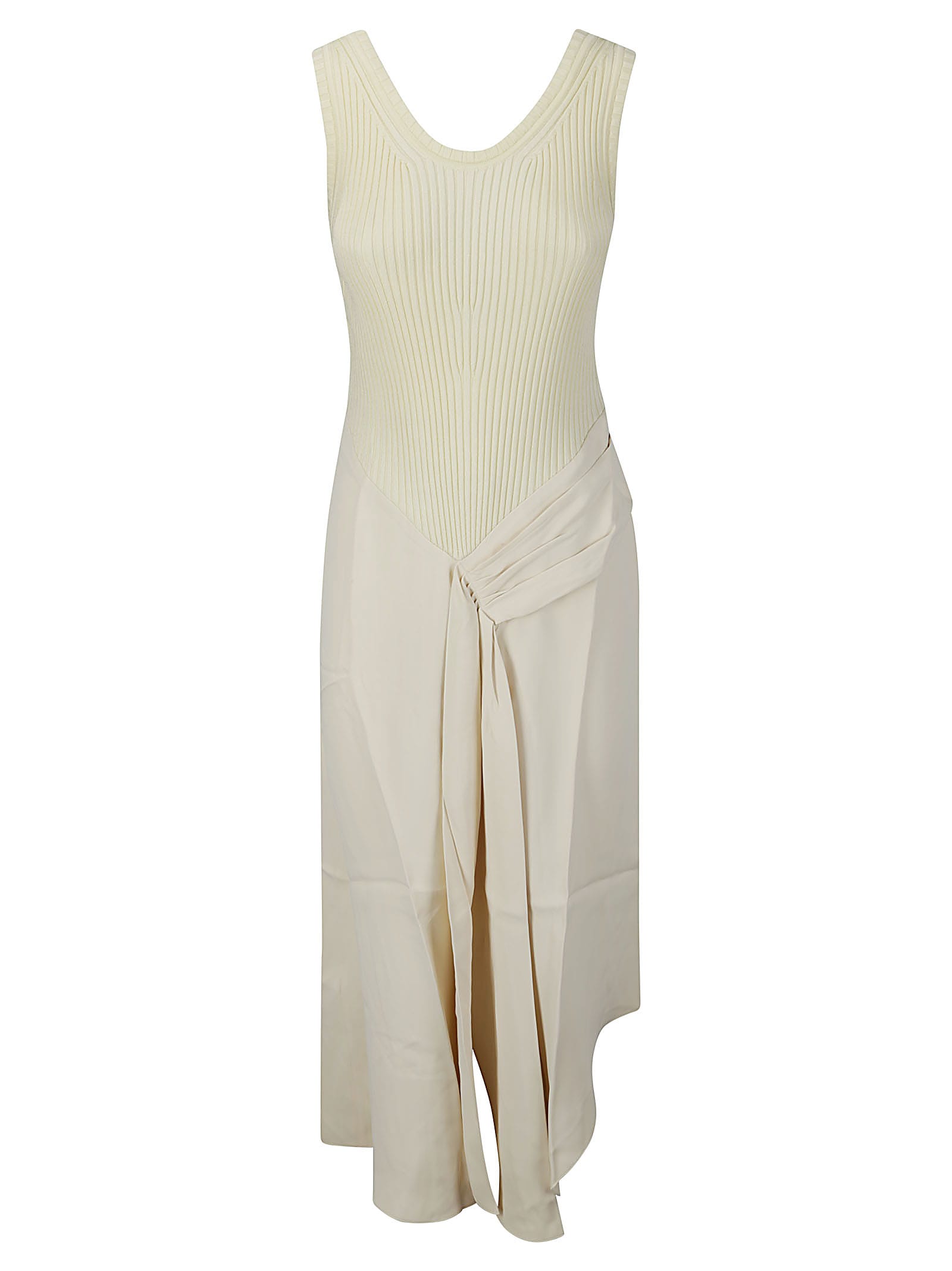 Victoria Beckham Sleeveless Tie Detail Dress In Cream