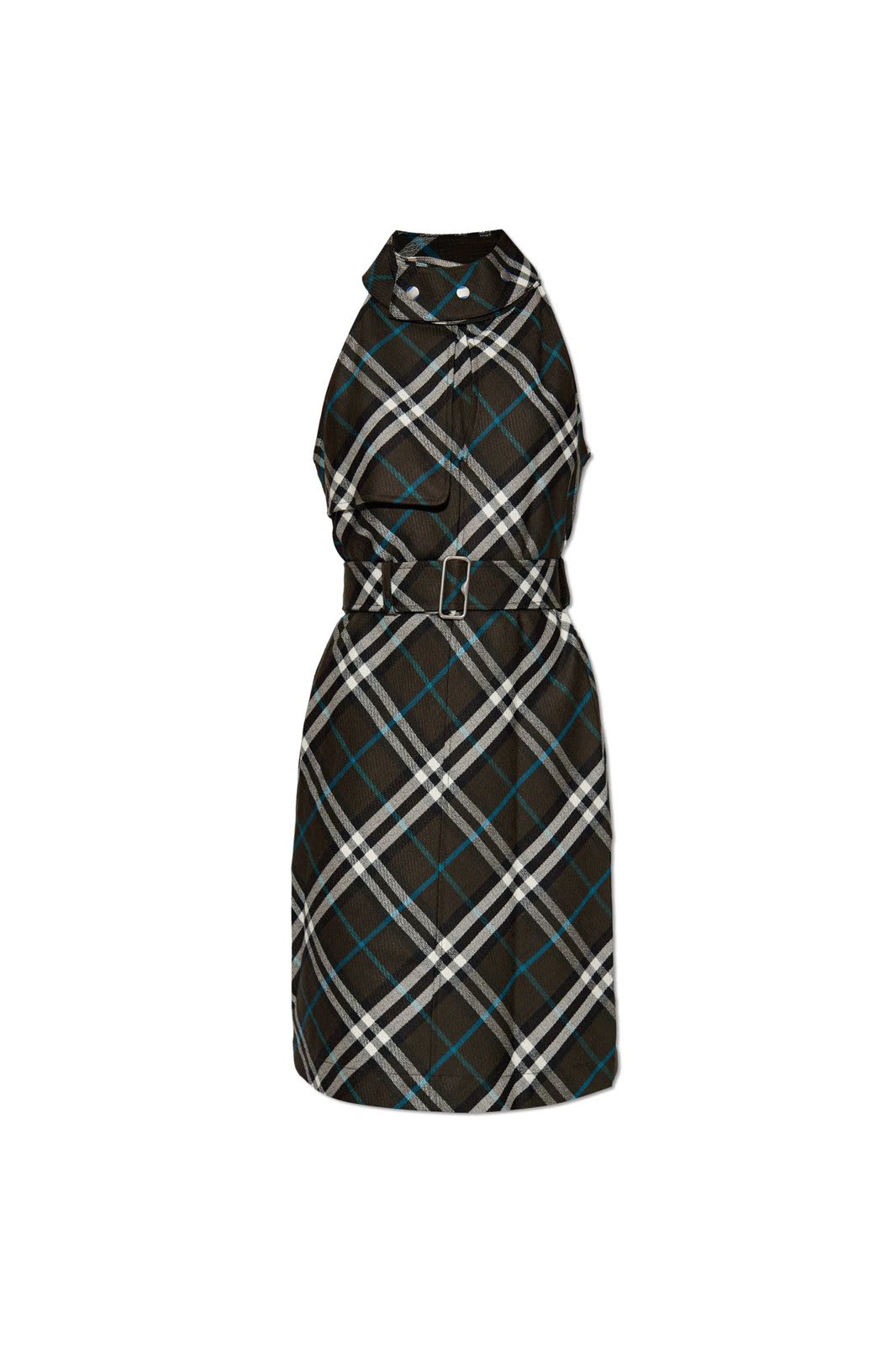 Shop Burberry Chcked Belted Waist Sleeveless Dress In Snug Ip Check