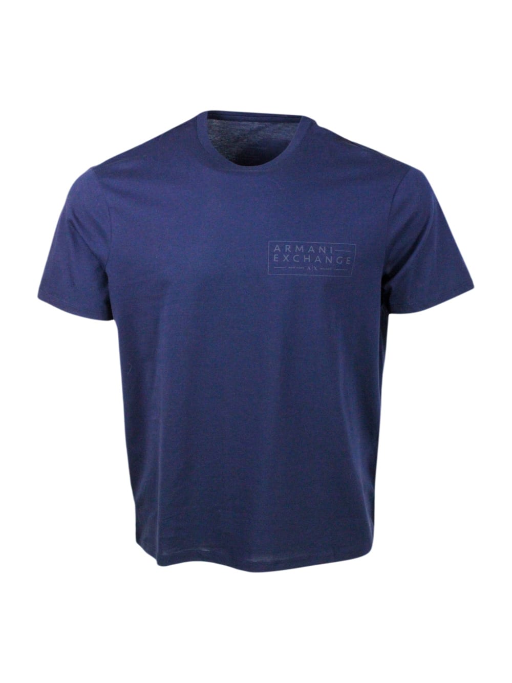 Crew-neck, Short-sleeved T-shirt In Soft Cotton With Tone-on-tone Logo On The Chest