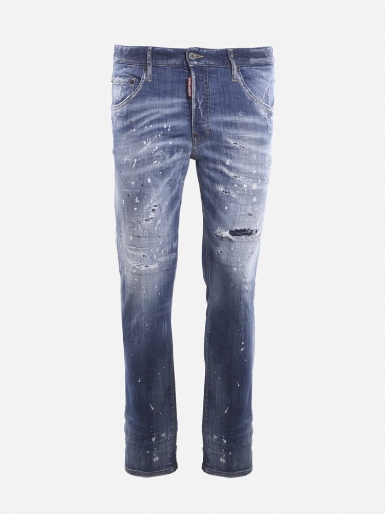 Dsquared2 Cotton Denim Jeans With Paint-splatter Details