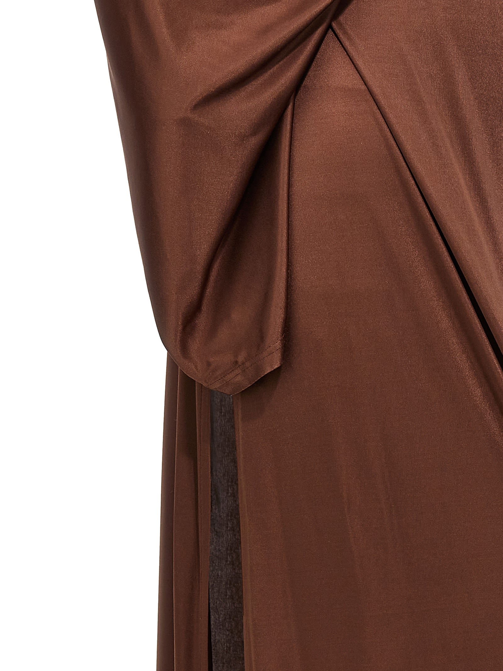 Shop Atlein Draped Dress In Brown