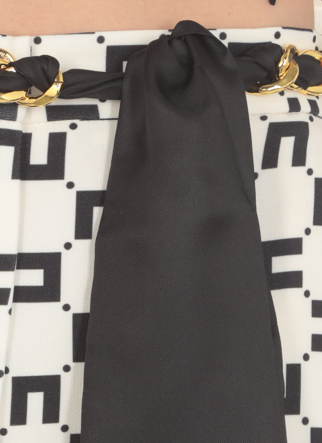 Elisabetta Franchi Monogram-print Bootcut Trousers In Black