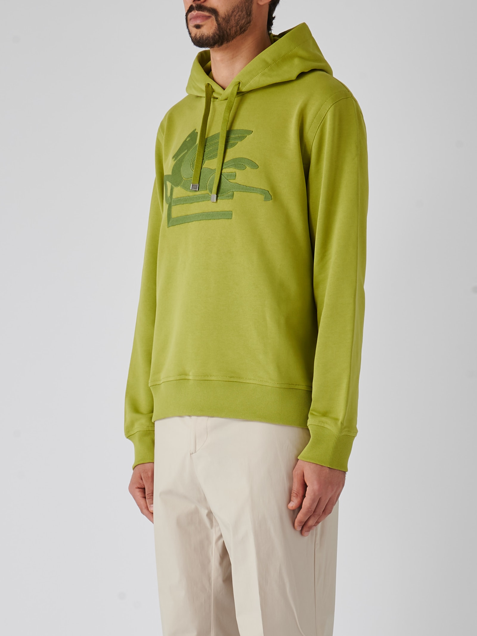 Shop Etro Sweatshirt Hoodie Sweatshirt In Verde Acido