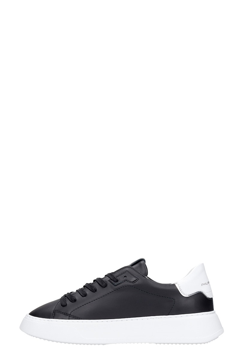 Shop Philippe Model Temple L Sneakers In Black Leather