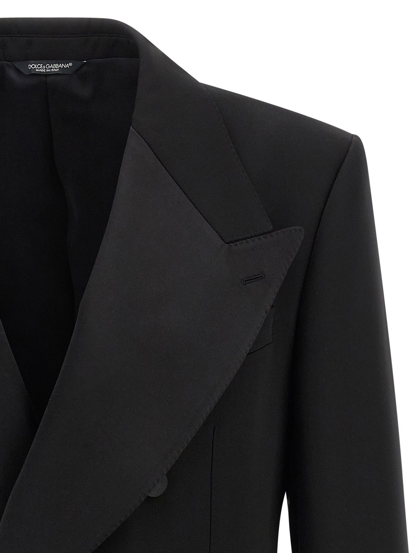 Dolce & Gabbana Double-breasted Satin-lapel Jacket In Black