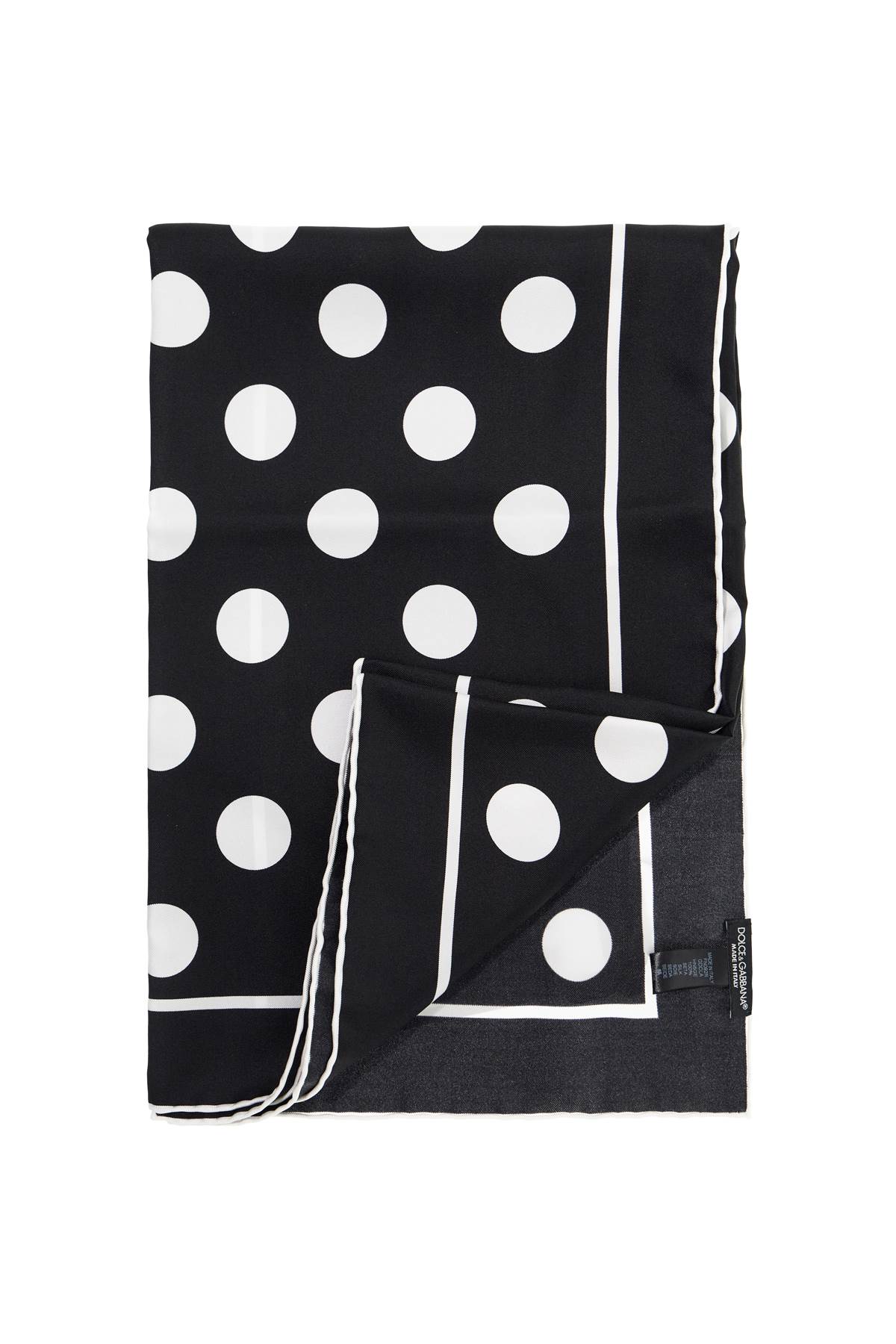 Shop Dolce & Gabbana Silk Twill Scarf In Eight In Pois Fdo.nero (white)