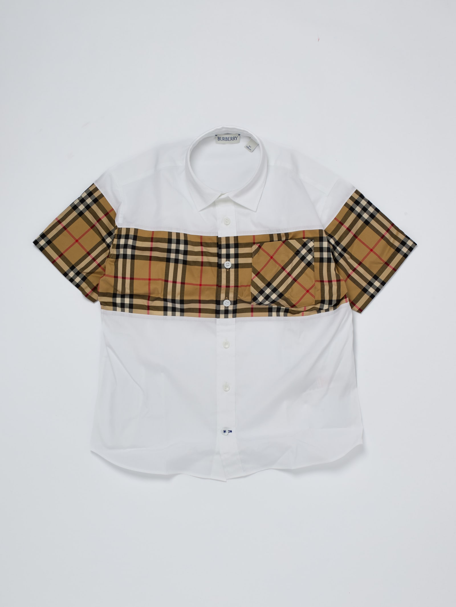 Burberry Kids' Devon Shirt Shirt In Bianco-check Beige