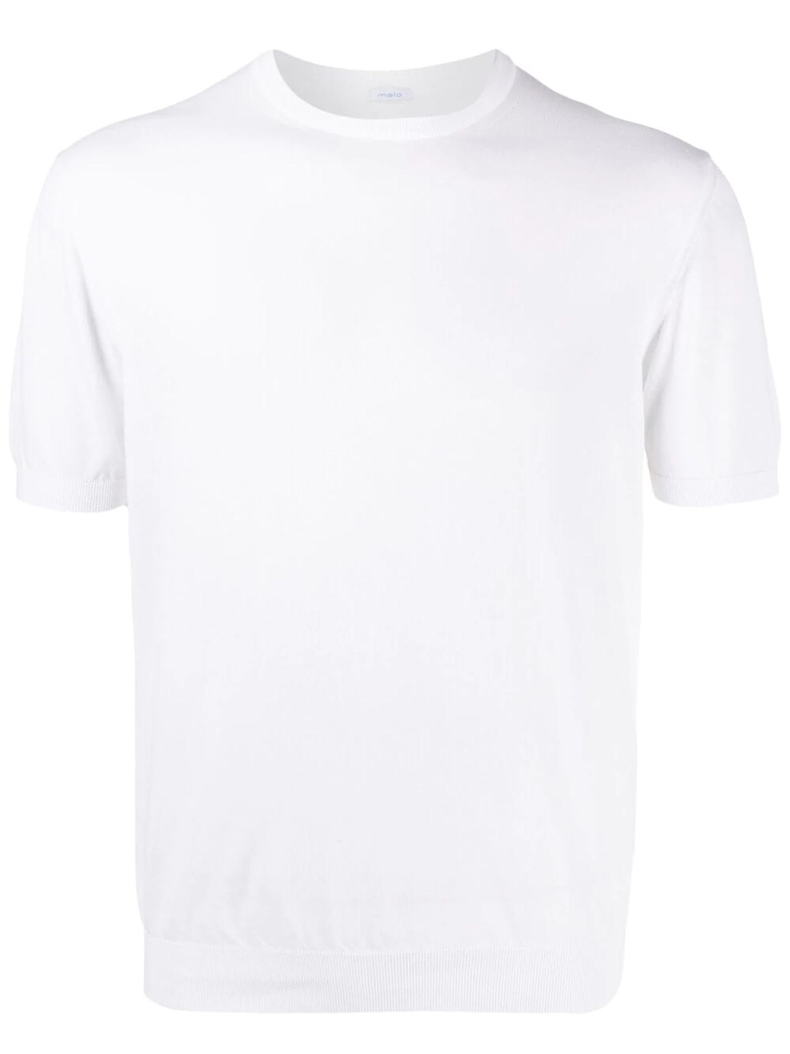 Shop Malo White Cotton T-shirt In Candido
