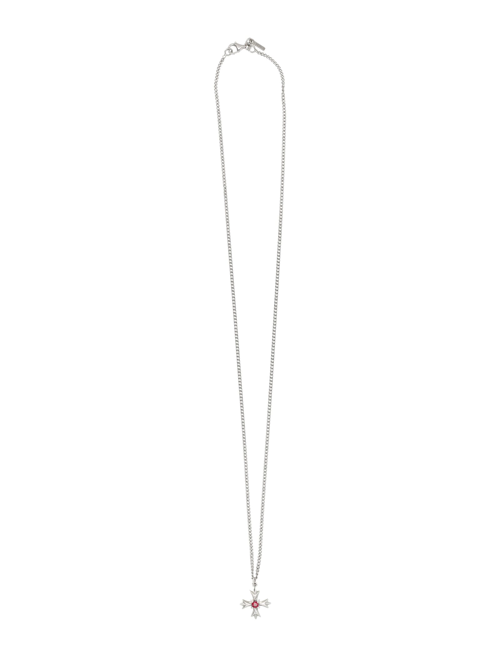 Emanuele Bicocchi Crest And Crystal Necklace In Silver