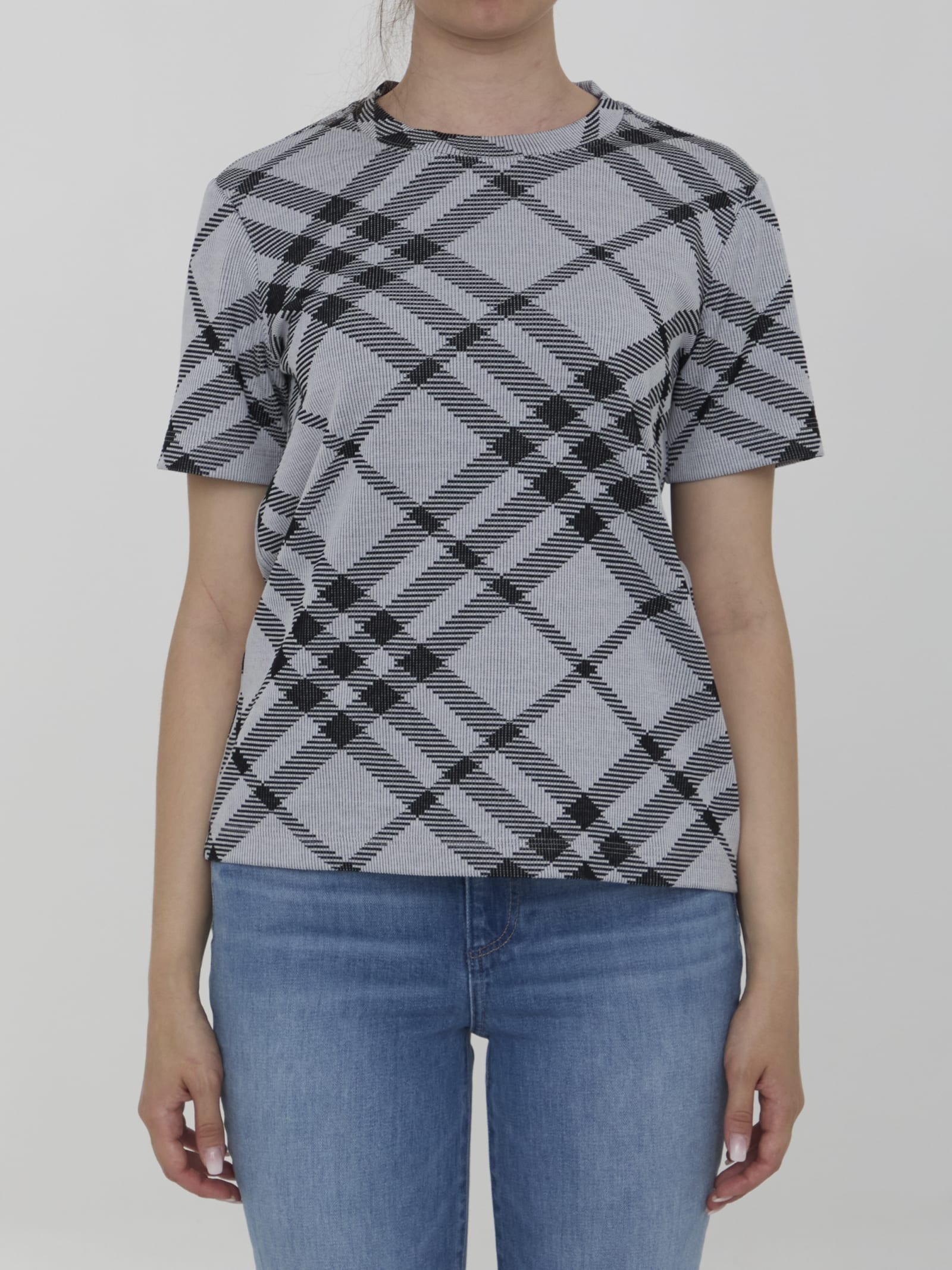 Shop Burberry Check T-shirt In White