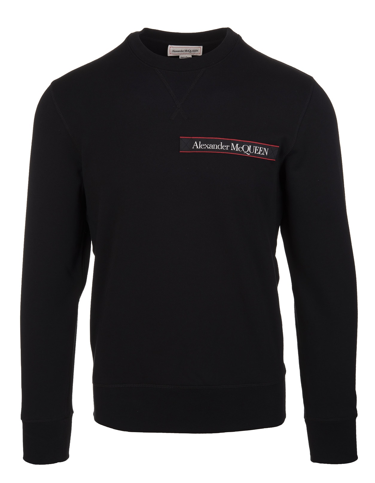 Alexander McQueen Man Black Sweatshirt With Selvedge Tape With Logo