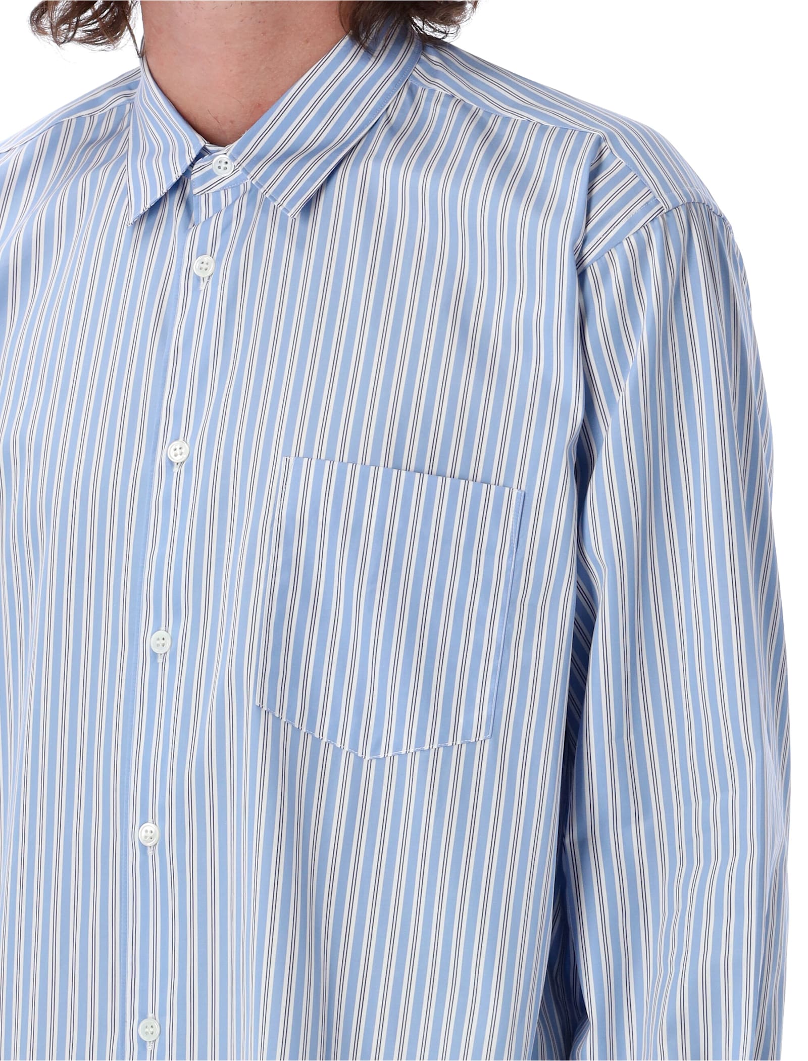 Shop Comme Des Garçons Shirt Stripes Shirt In Light Blue Stripes 121