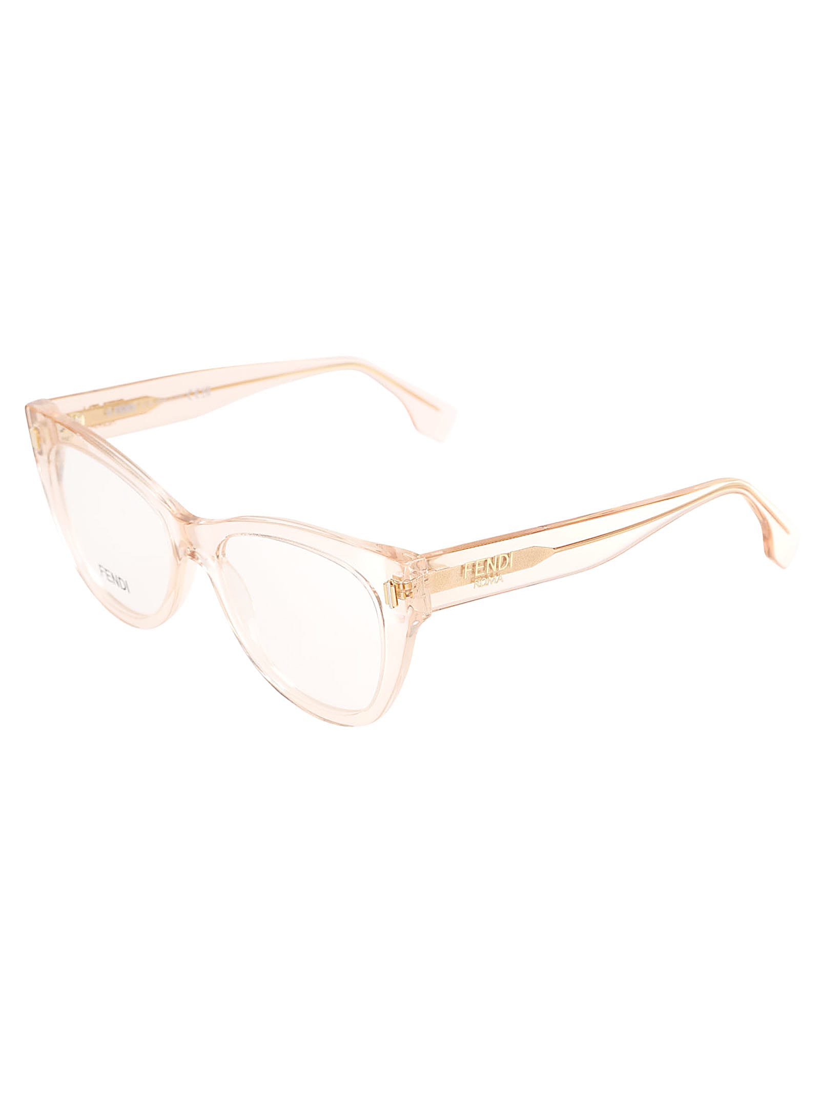 Shop Fendi Clear Frame Round Lense Glasses In 072 - Rose