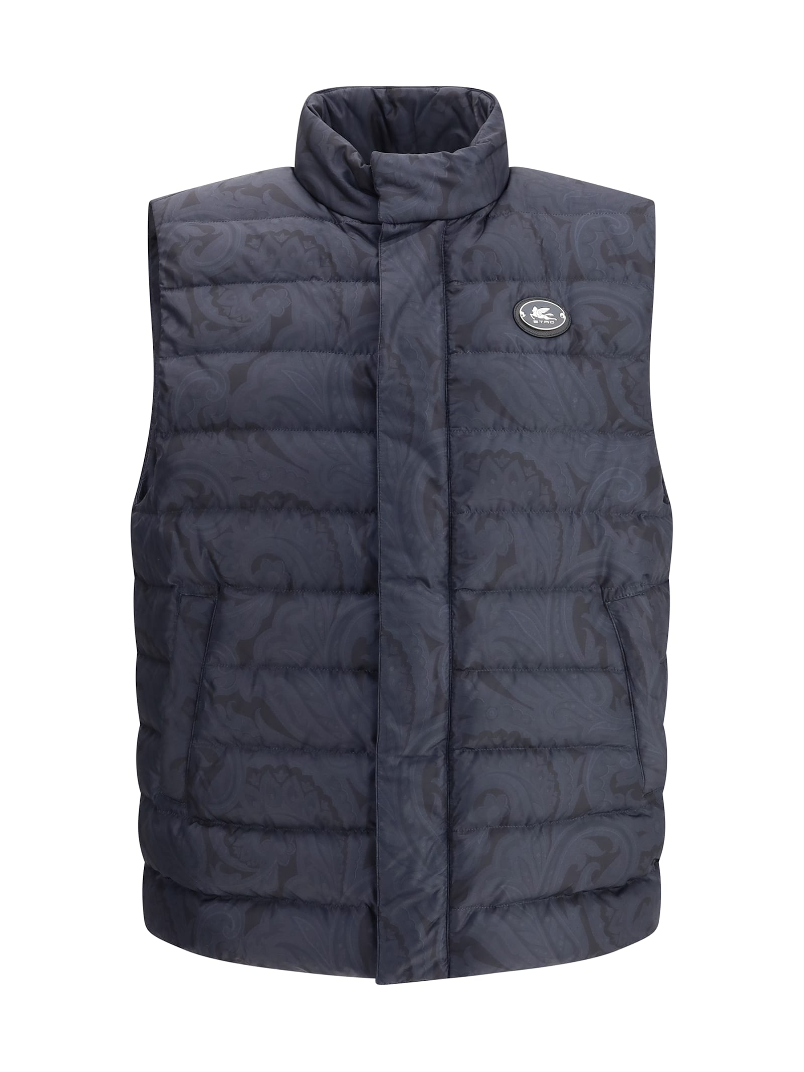 Etro Padded Vest With Logo In Black