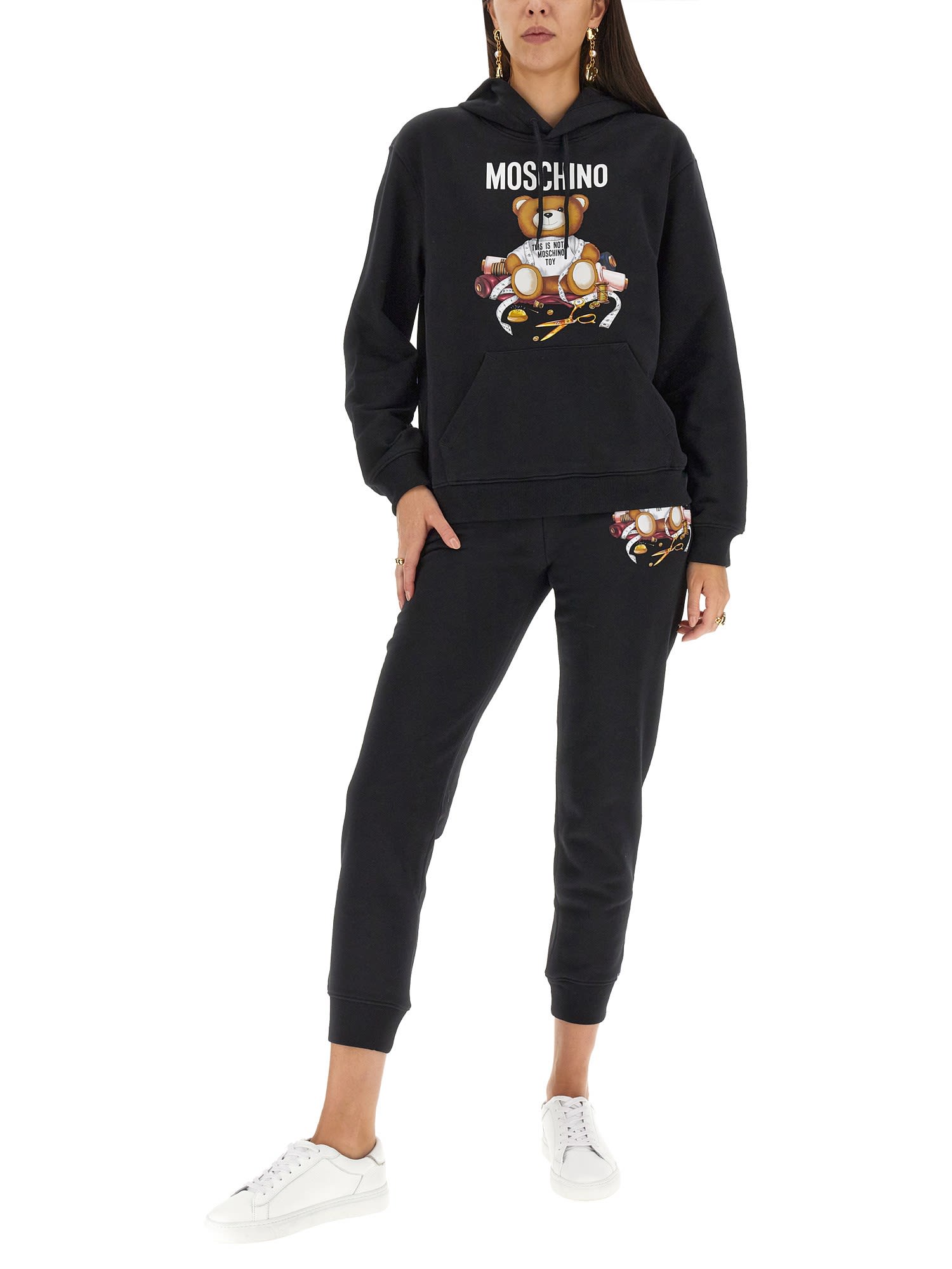 Shop Moschino Teddy Print Sweatshirt In Nero