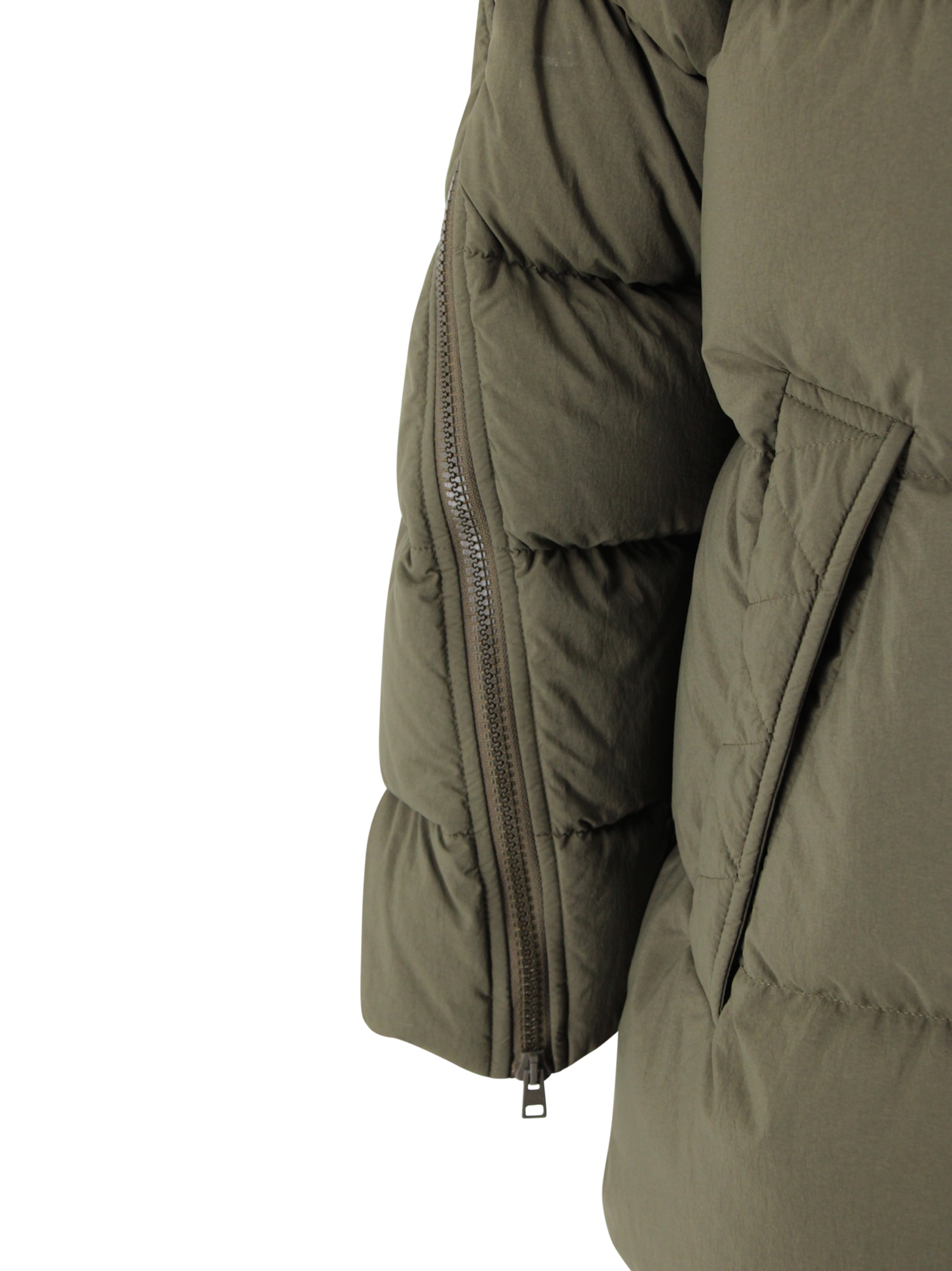 Herno Technical Fabric Down Jacket In Green